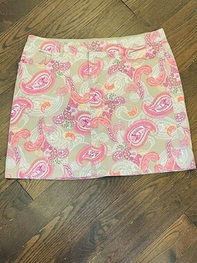 Croft & Barrow Paisley Print Mini Skirt in Pink and Tan